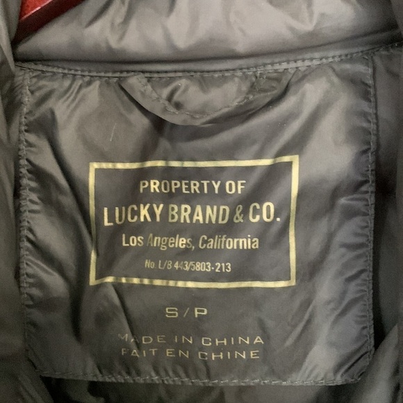 Lucky Brand Nylon Puffer Jacket w/ Hood Down Filled Colour Army Green Size Small - Picture 7 of 14